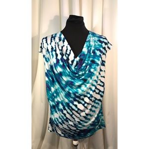 Worthington aqua tie dye cowl neck sleeveless top